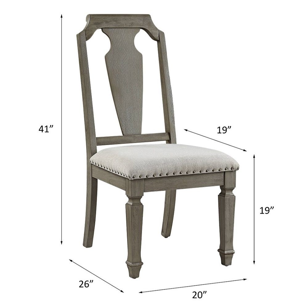 Zumala - Side Chair (Set of 2) - Beige Linen & Weathered Oak