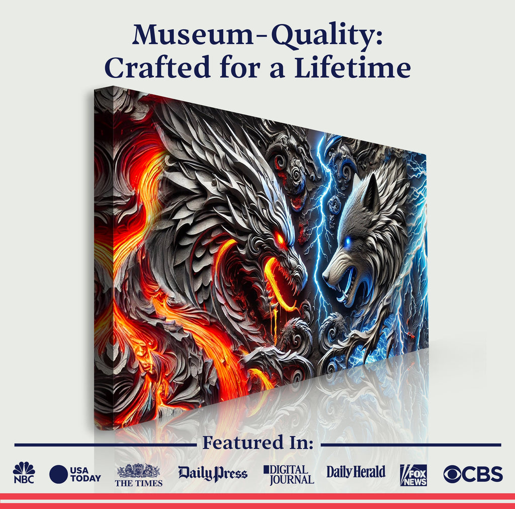 Dragon and Wolf Wall Art IV