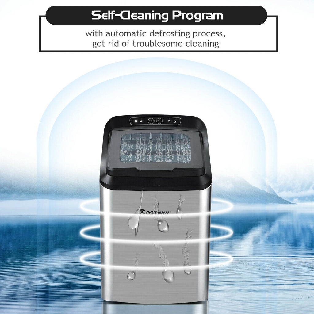 Ice Making Machine with 29 Pounds Pebble Ice per Day-Silver