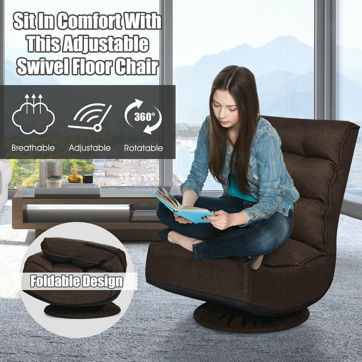 5-Position Folding Floor Gaming Chair