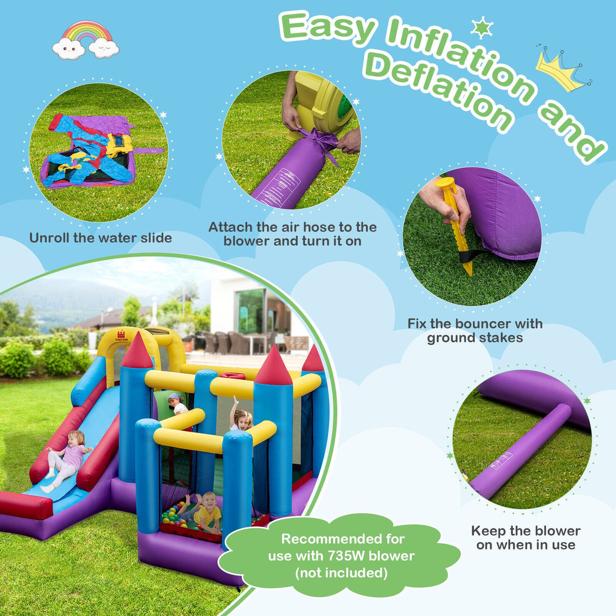 5-in-1 Inflatable Bounce Castle without Blower