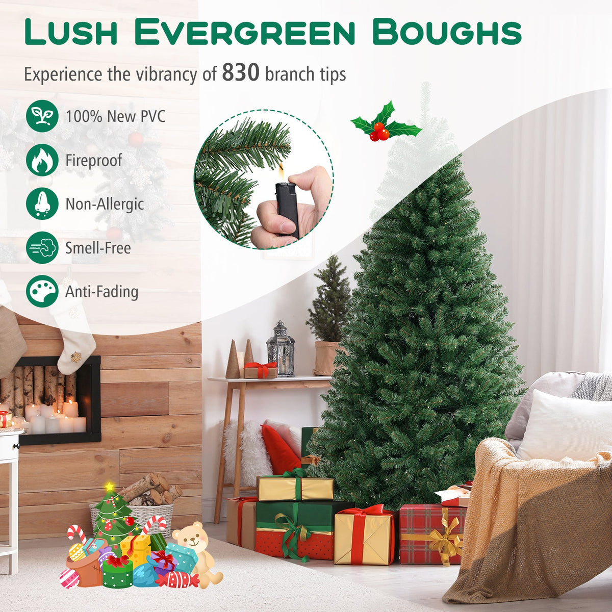 Pre-Lit Artificial Christmas Tree with LED Lights