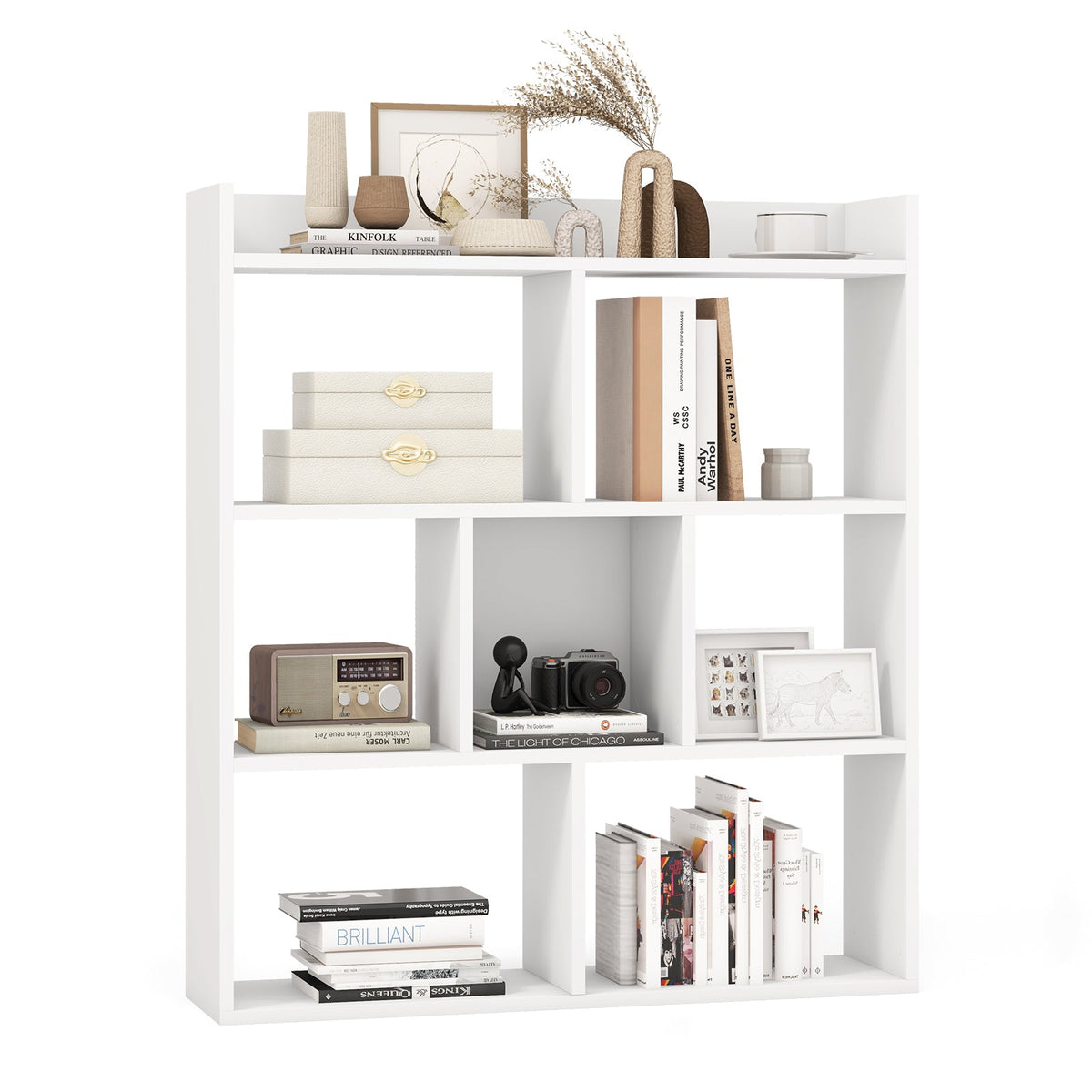 7 Cubes Open-back Bookshelf with Anti-Toppling Devices