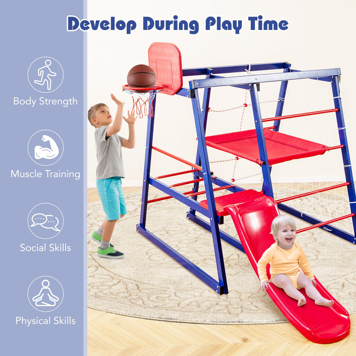 7-In-1 Metal Toddler Climbing Toys for 3-7 Years Old