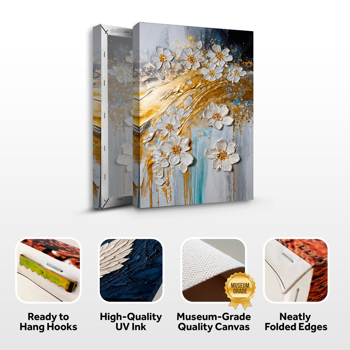 Abstract Gold Floral Wall Art