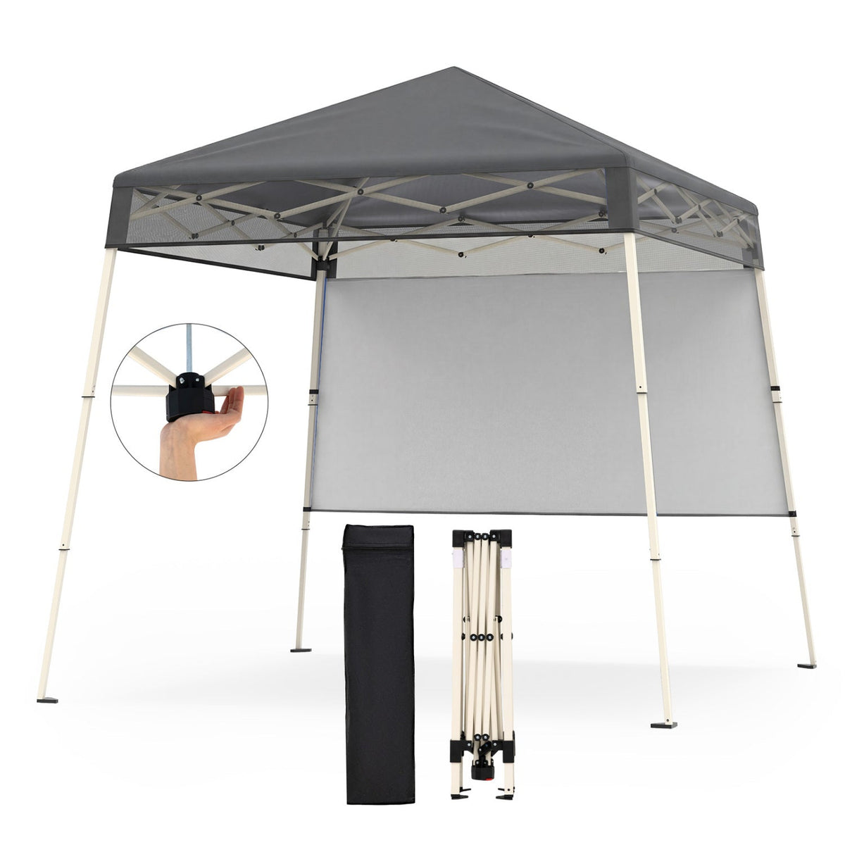 7 x 7 FT Pop-Up Canopy Tent with 1 Push Center Lock for Sports Picnic Camping