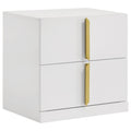 Ines 2-drawer Nightstand Bedside Table White High Gloss