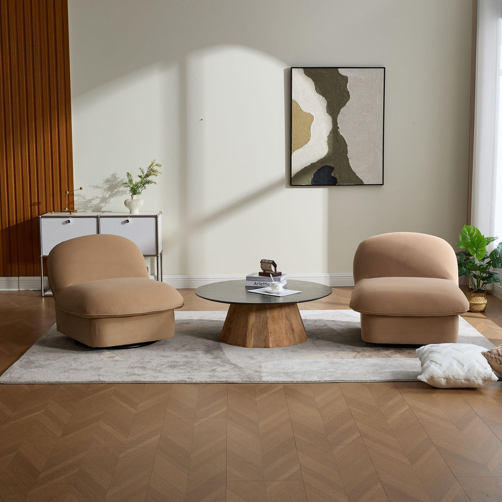 Pumpkin Shaped Swivel Accent Chair, 360 Degree Rotation For Living Room