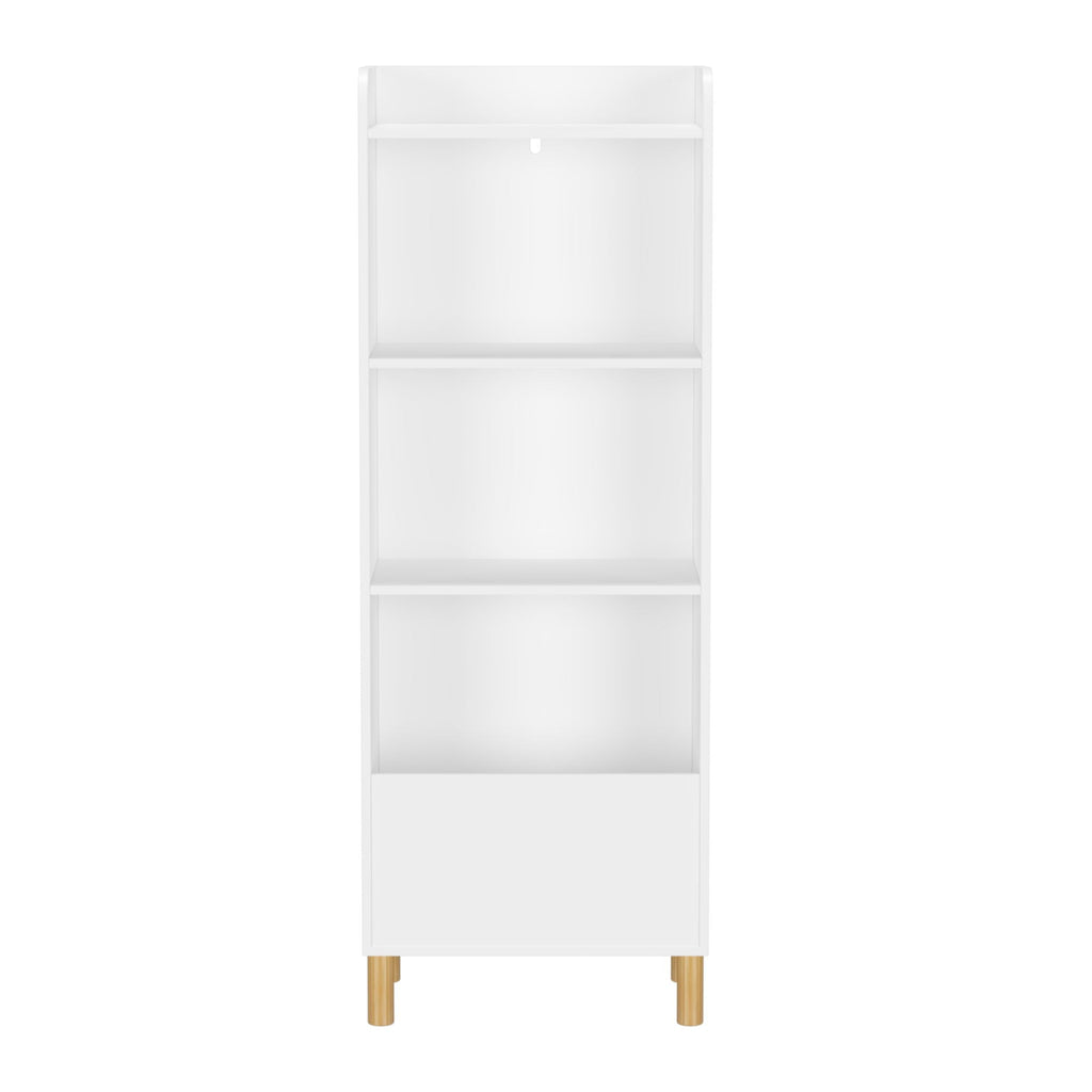 4 Tier Bookcase, Book Display With Safety Restraint, Storage Cabinet For Playroom - White