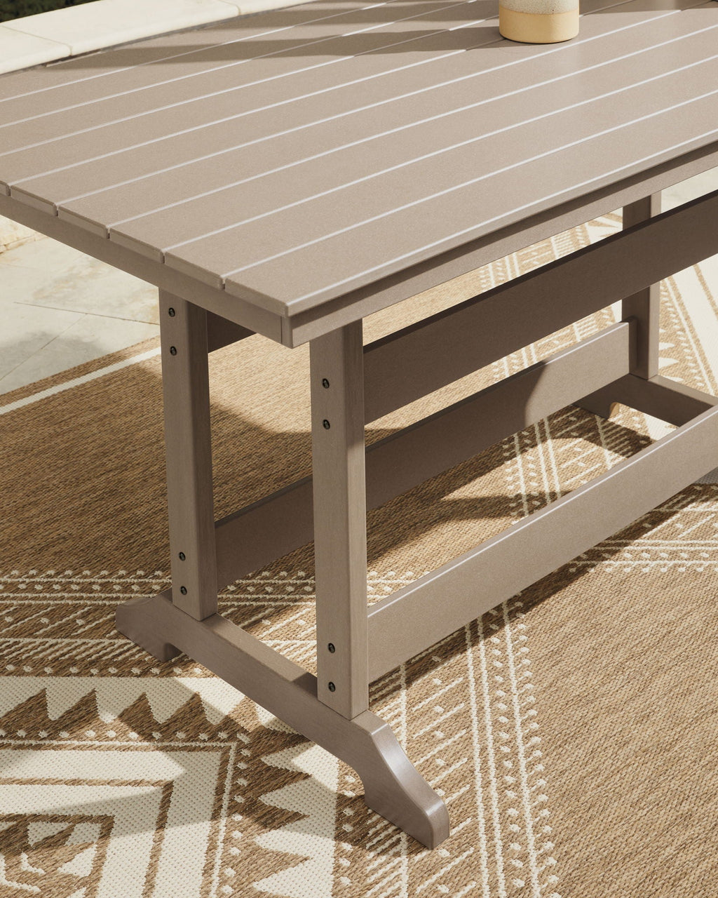 Seacliff Beach - Rectangular Counter Height Dining Table With Umbrella Option - Medium Brown