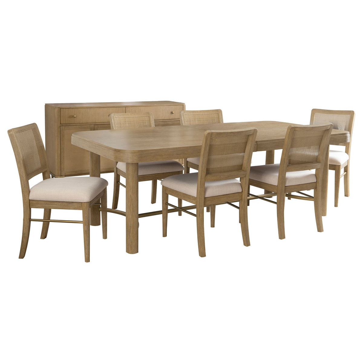 Arini 7-piece Extension Leaf Dining Table Set Sand Wash