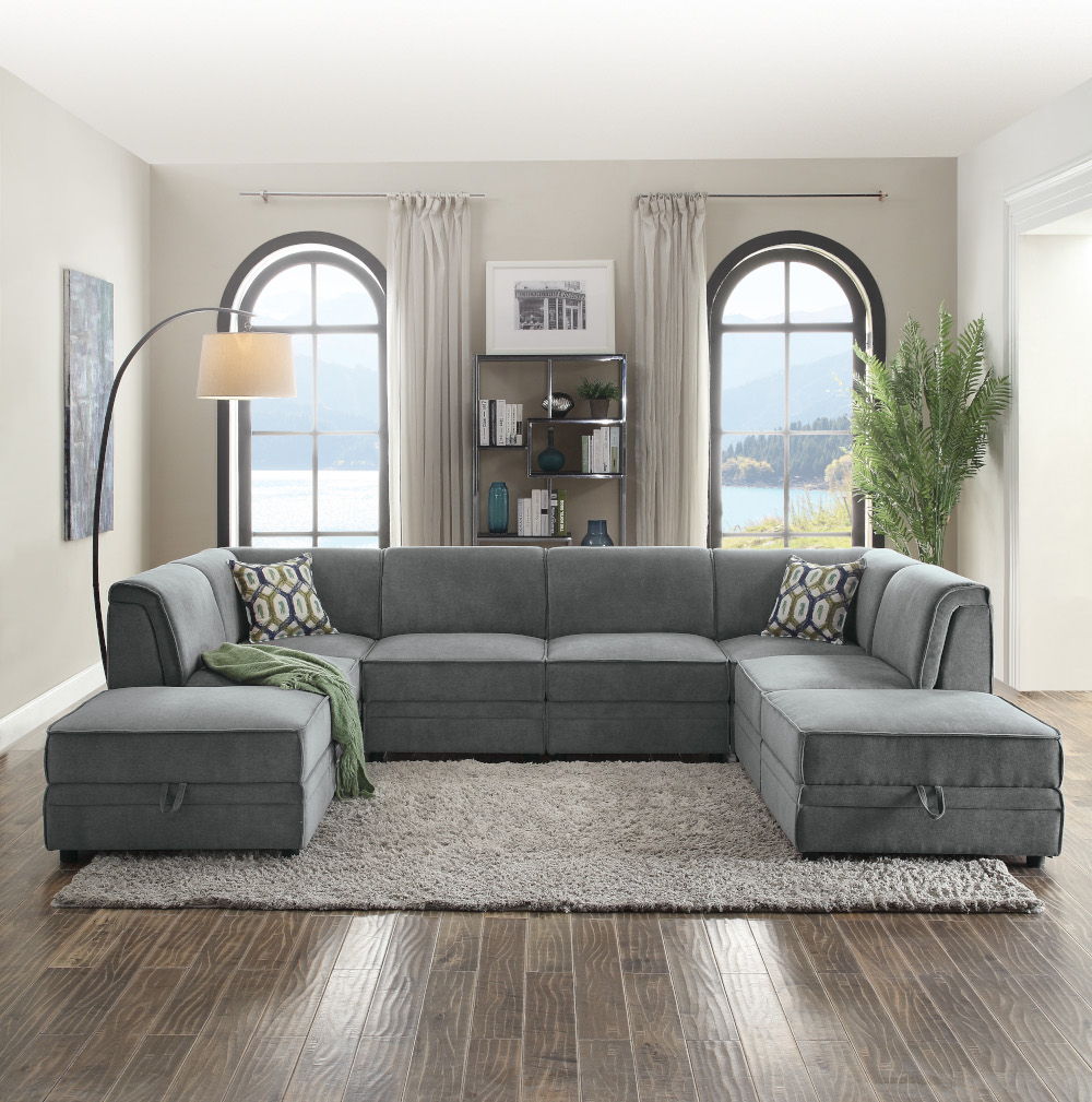 Bois - Modular Armless Chair - Gray Velvet