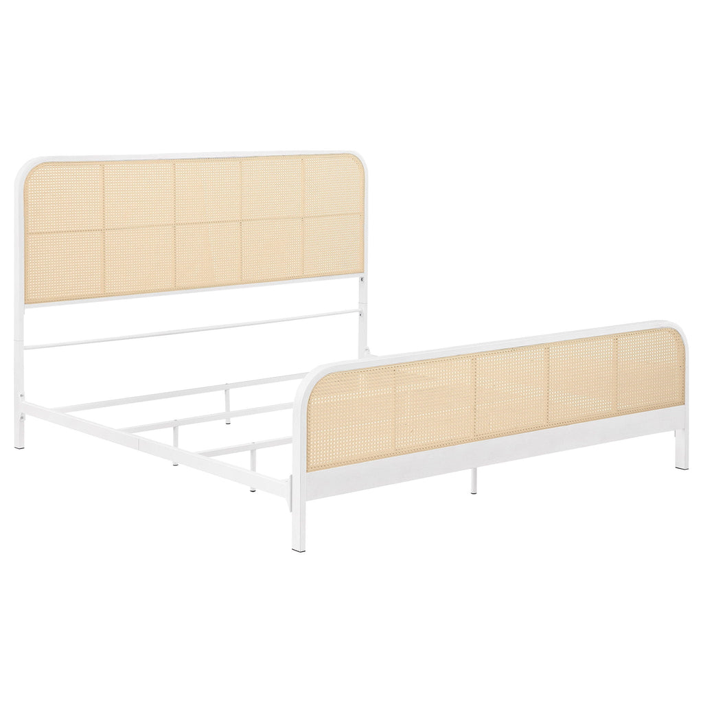 Lanewood Open Cane Webbing Metal Eastern King Bed White