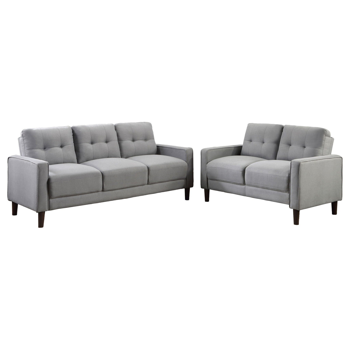 Bowen 2-piece Upholstered Track Arm Tufted Sofa Set Grey
