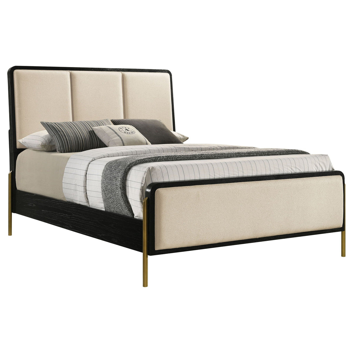 Arini 56-inch Queen Panel Bed Cream and Black
