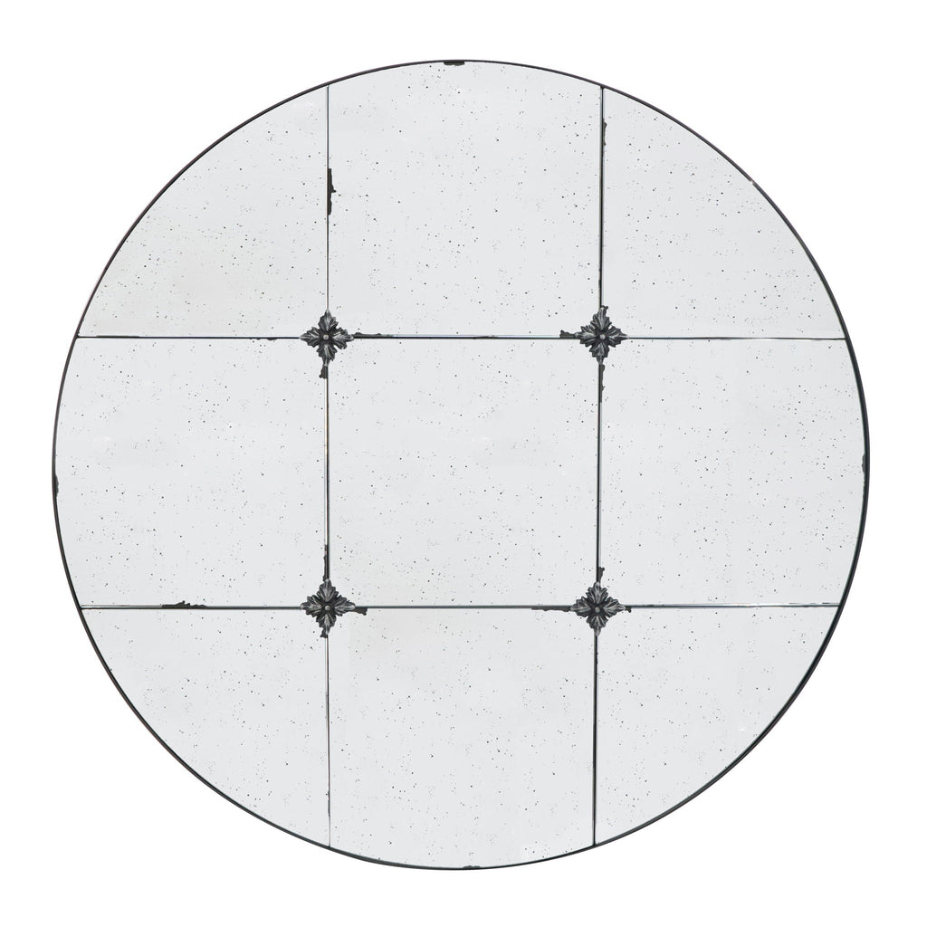 Traditional Decor Style Round Antique Glass Wall Mirror, Wall Decor For For Bathroom Entryway Console Lean Against Wall - Black