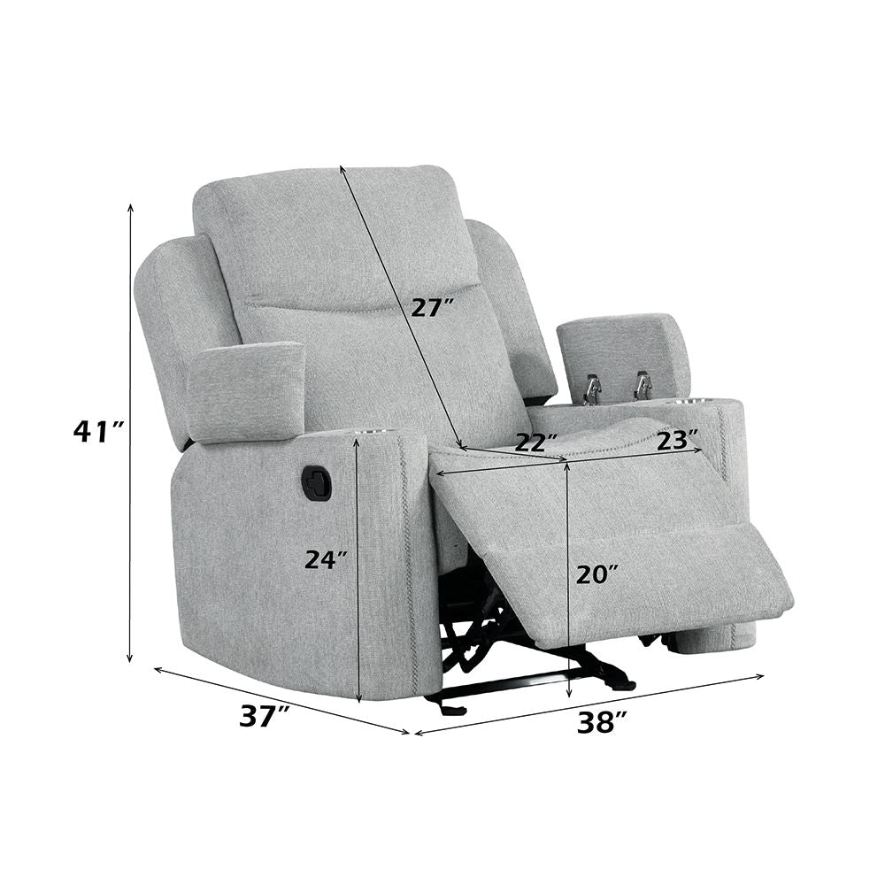 Galya - Motion Glider Recliner - Light Gray Chenille