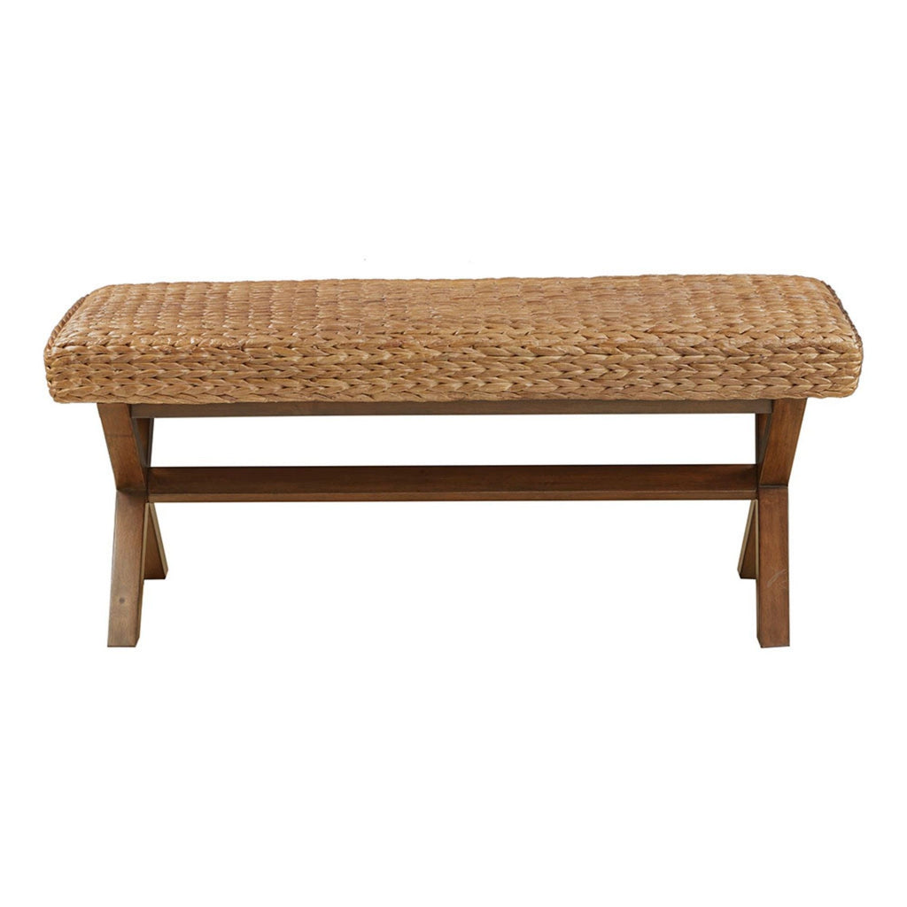Bench With Water Hyacinth Seat - Brown