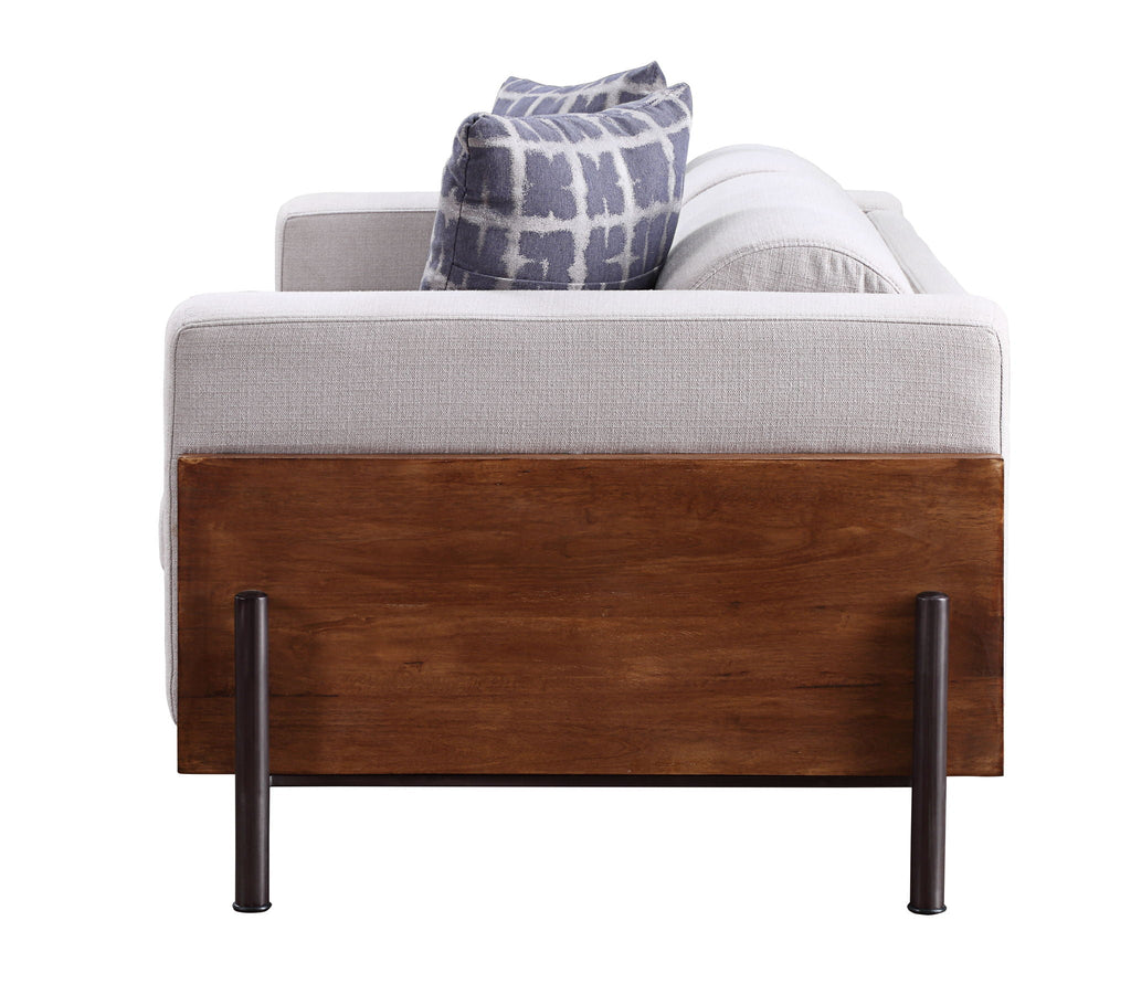 Pelton - Loveseat With 2 Pillows - Fabric & Walnut