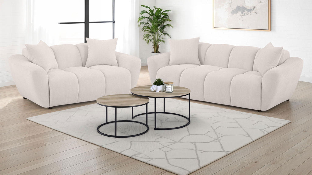 Destino 2-piece Chenille Splayed Arm Sofa Set Greige