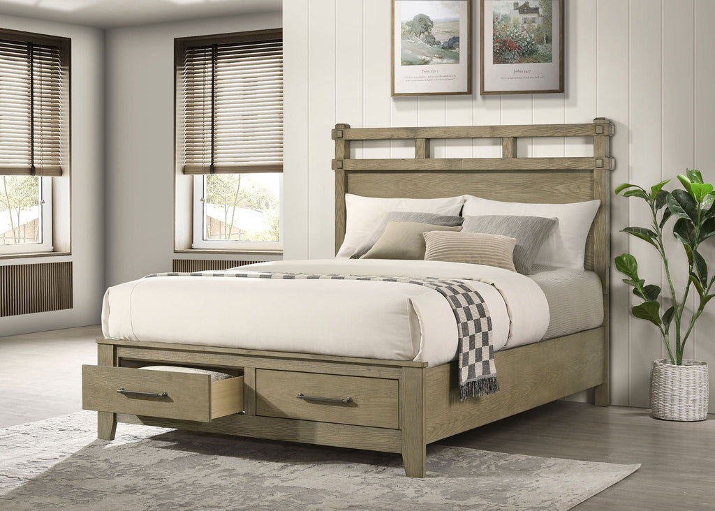 Hazlewood 59-inch Queen Panel Storage Bed Vineyard Oak