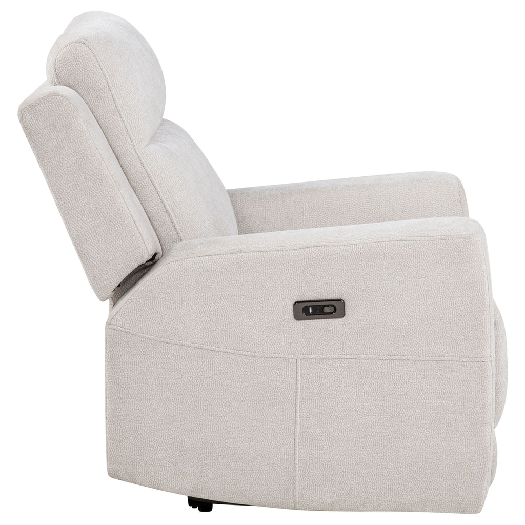 Kennett Chenille Upholstered Power Recliner Chair Ivory