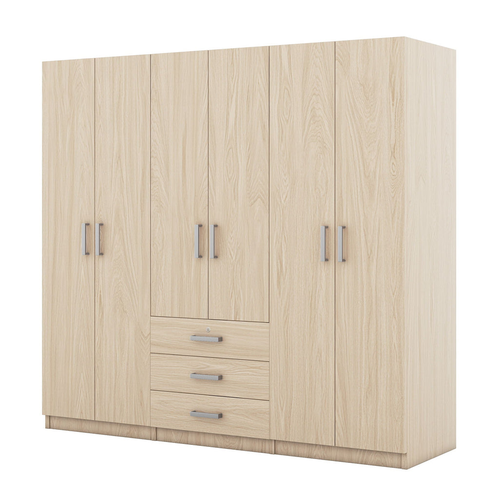 6 Doors Wardrobe Storage For Bedroom, With Big Drawers