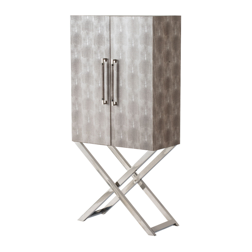 Cabinet - Silver - Faux Leather