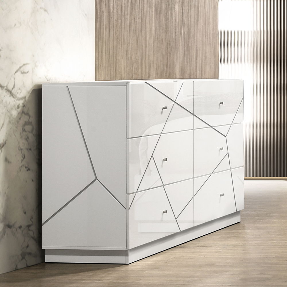 Esther - Dresser - White / Silver