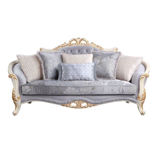 Galelvith - Sofa With 6 Pillows - Gray Fabric