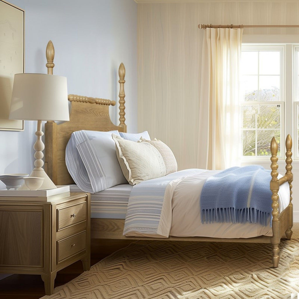 Queen Bed Turned Legs - Natural