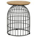 Bernardo Round Wire Frame Side Table Natural and Gunmetal