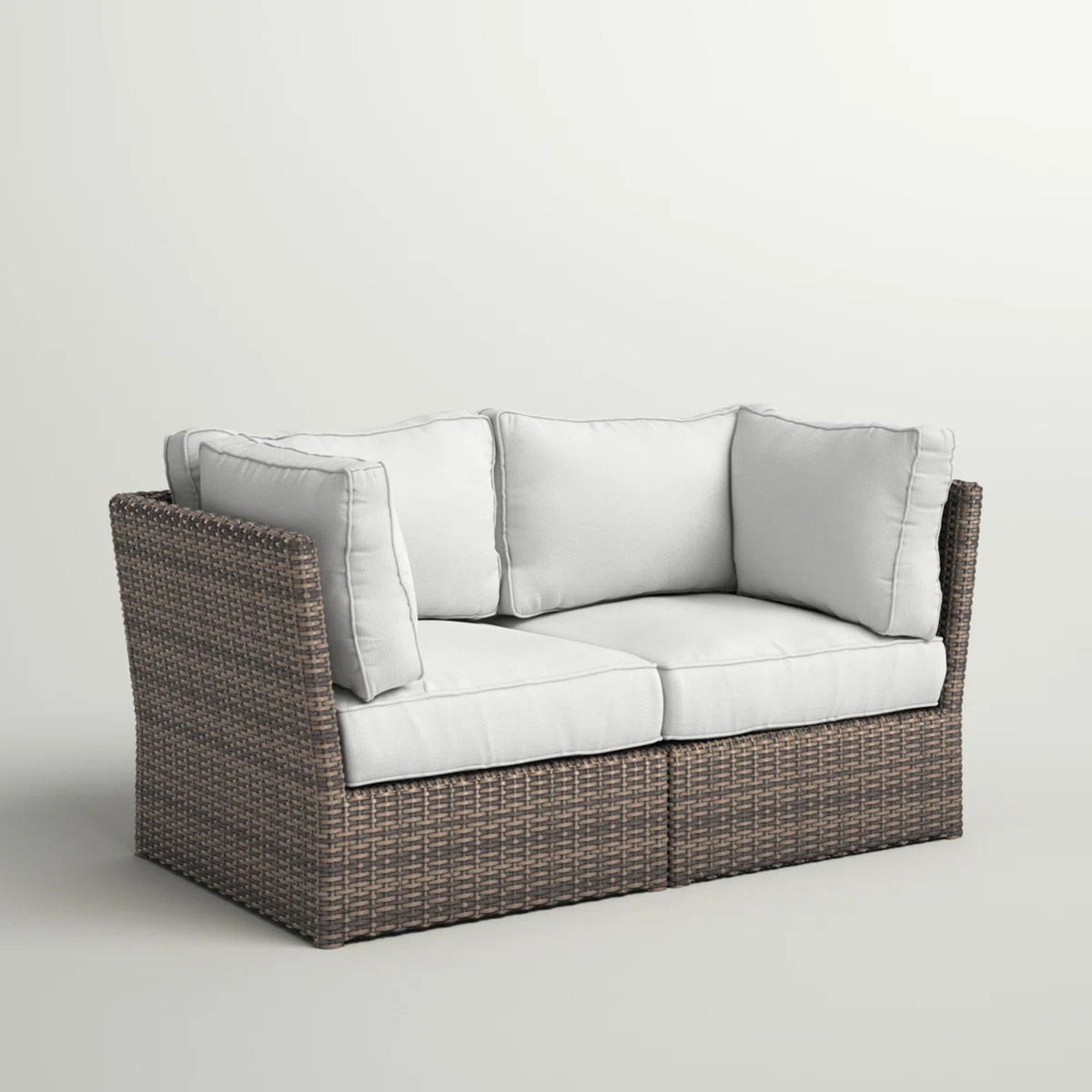 Modern Patio Wicker Loveseat With Cushions