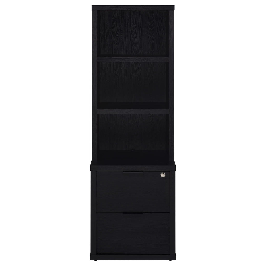 Westpark 3-shelf Bookcase USB and Lockable Drawer Black
