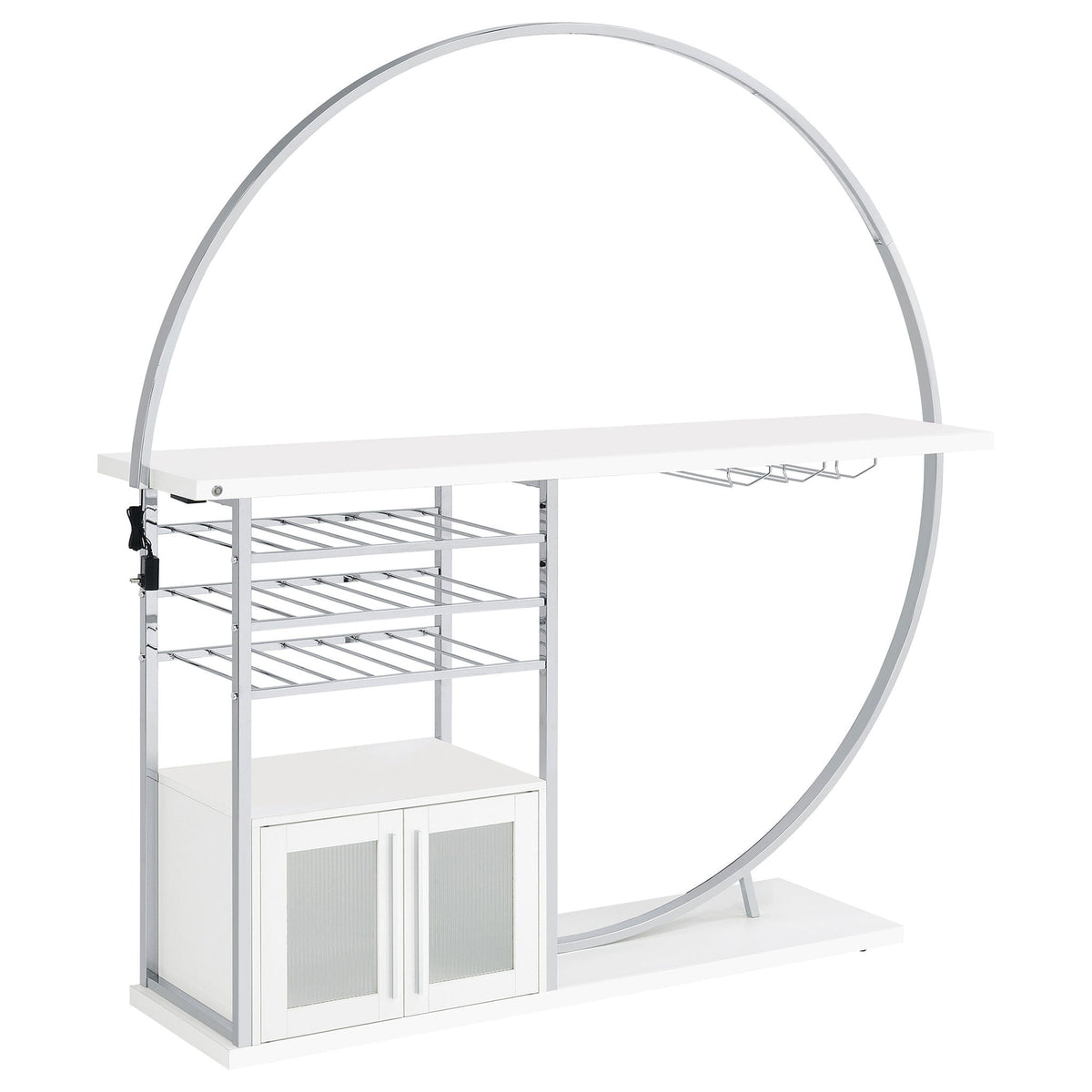 Risley 2-door Circular LED Wine Cabinet White High Gloss