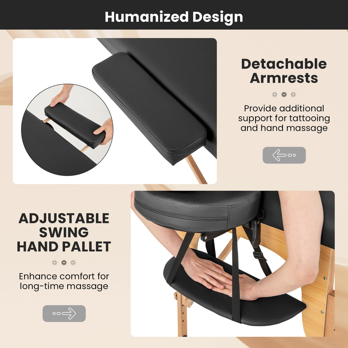84 Inch Foldable Massage Table with Carrying Bag and Height Adjustable