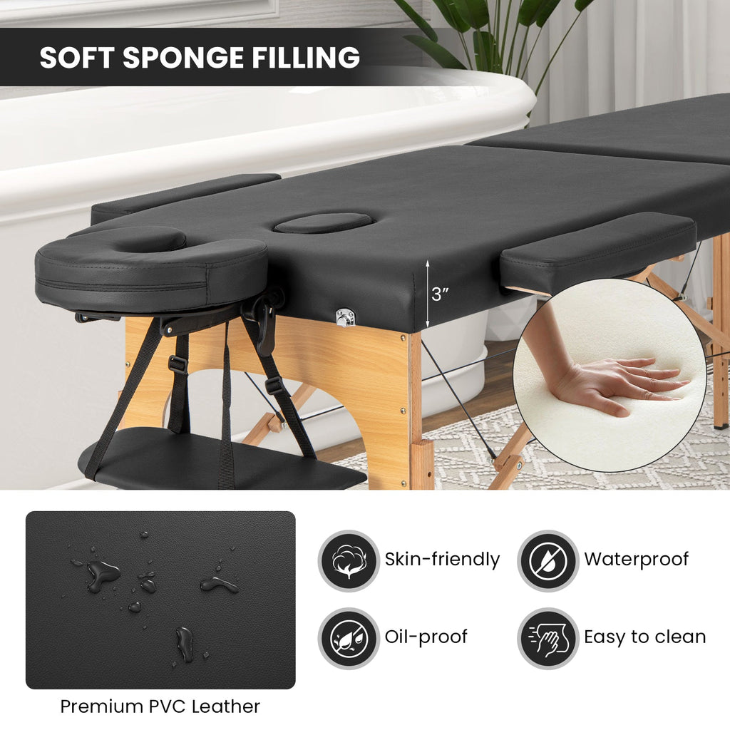 84 Inch Foldable Massage Table with Carrying Bag and Height Adjustable