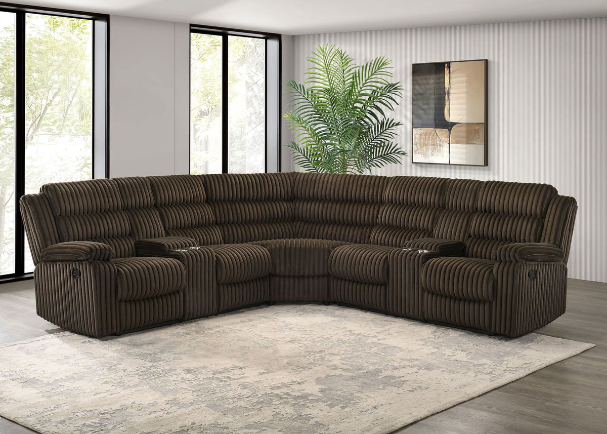 Atkinson Upholstered Reclining Sectional Sofa Chocolate