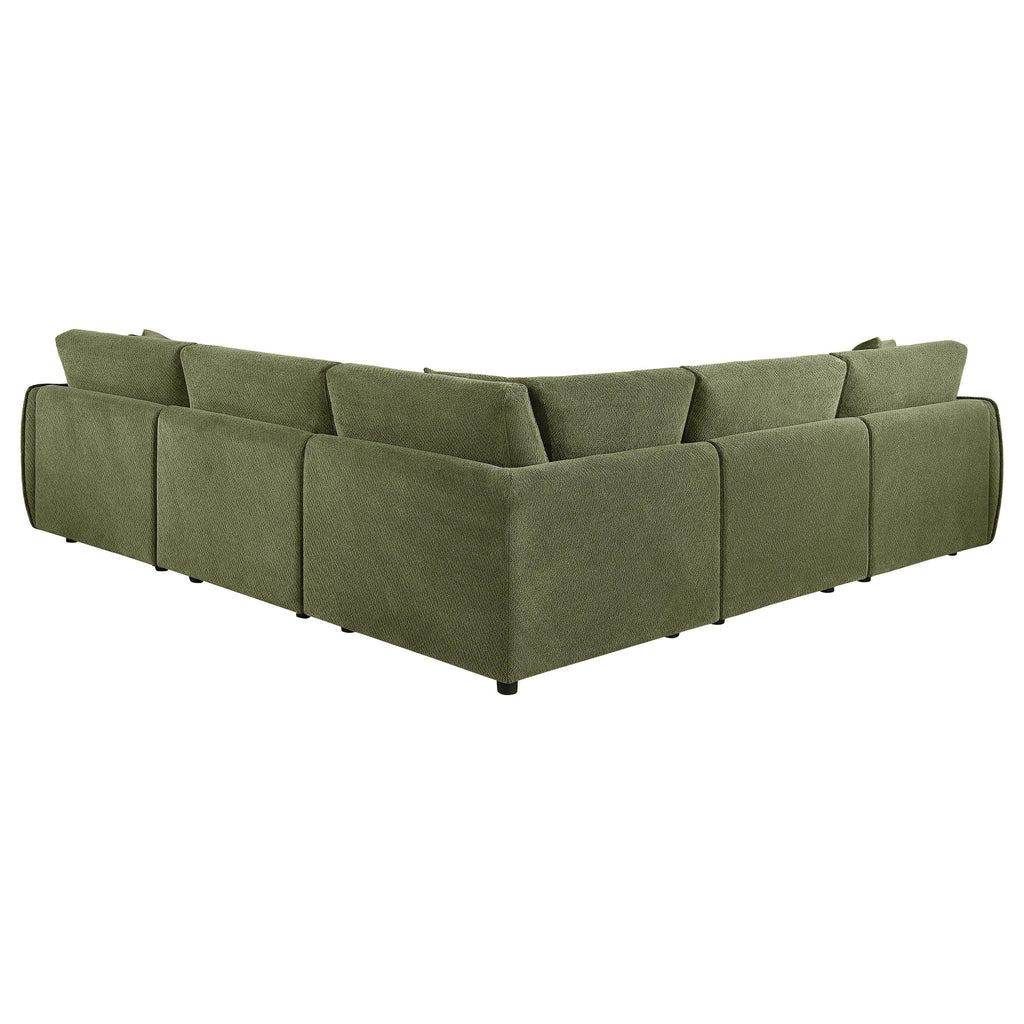 Elysia 5-piece Chenille Upholstered Modular Sectional Sofa Green