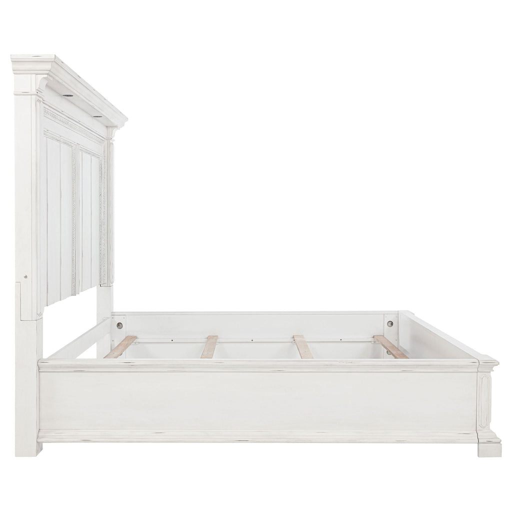 McKinney Queen LED Light Panel Bed Vintage White