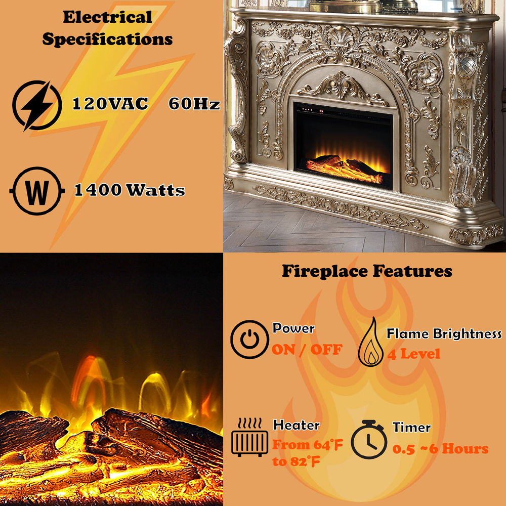 Danae - Fireplace - Antique Silver