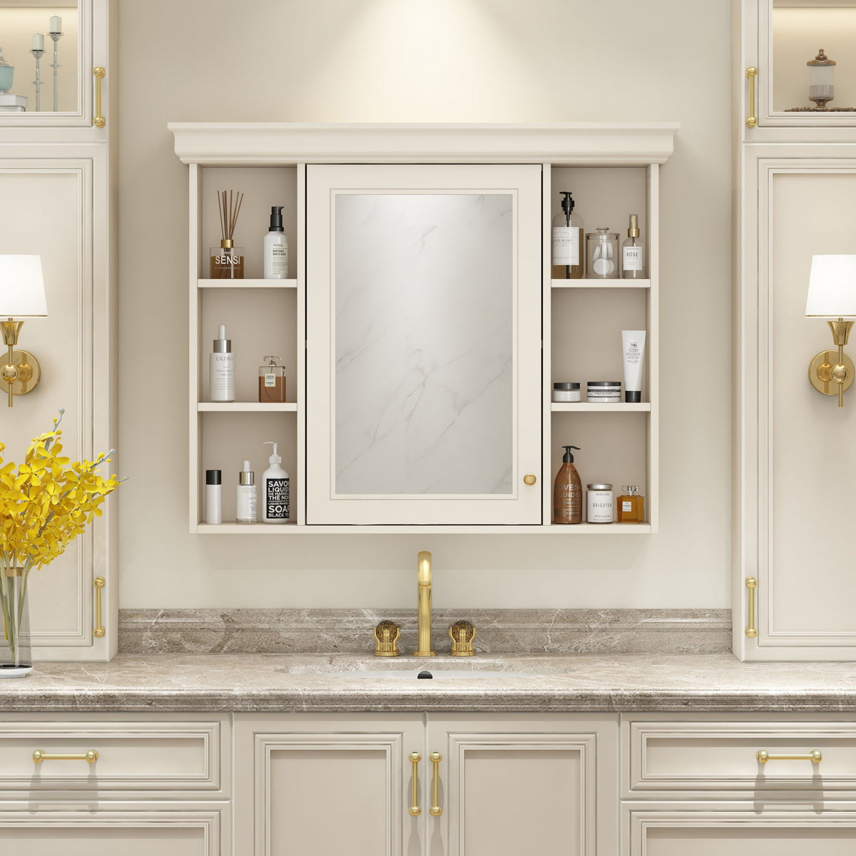 Wall Mounted Bathroom Storage Cabinet With Mirror Door