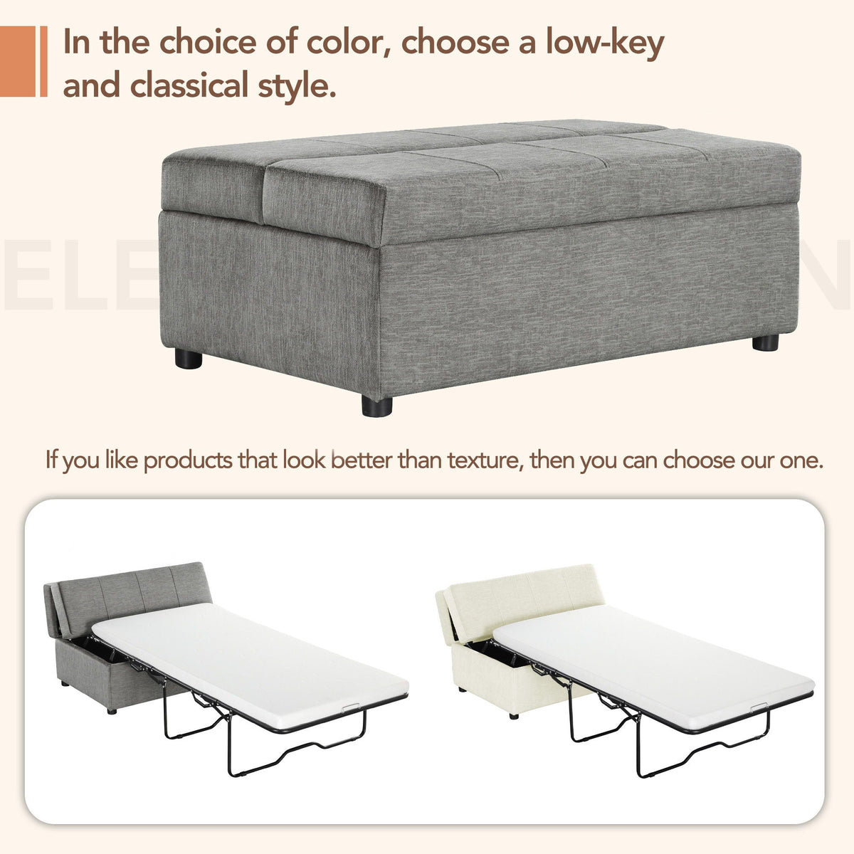 Twin Size Folding Ottoman Sleeper Bed With Mattress Convertible Guest Bed