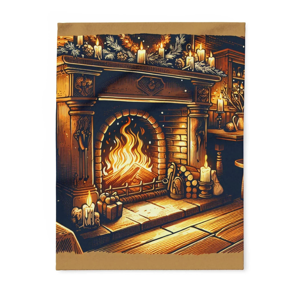 Fleece Blanket with Sizzling Fireplace Design