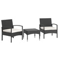 3-Piece Patio Furniture Set Rattan Bistro Chairs with Table-Beige