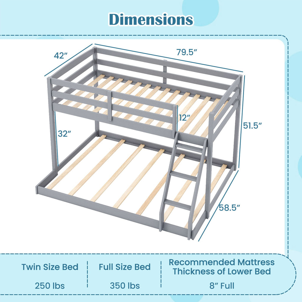 Twin Over Full Bunk Bed Low Floor Bunk Bed Frame