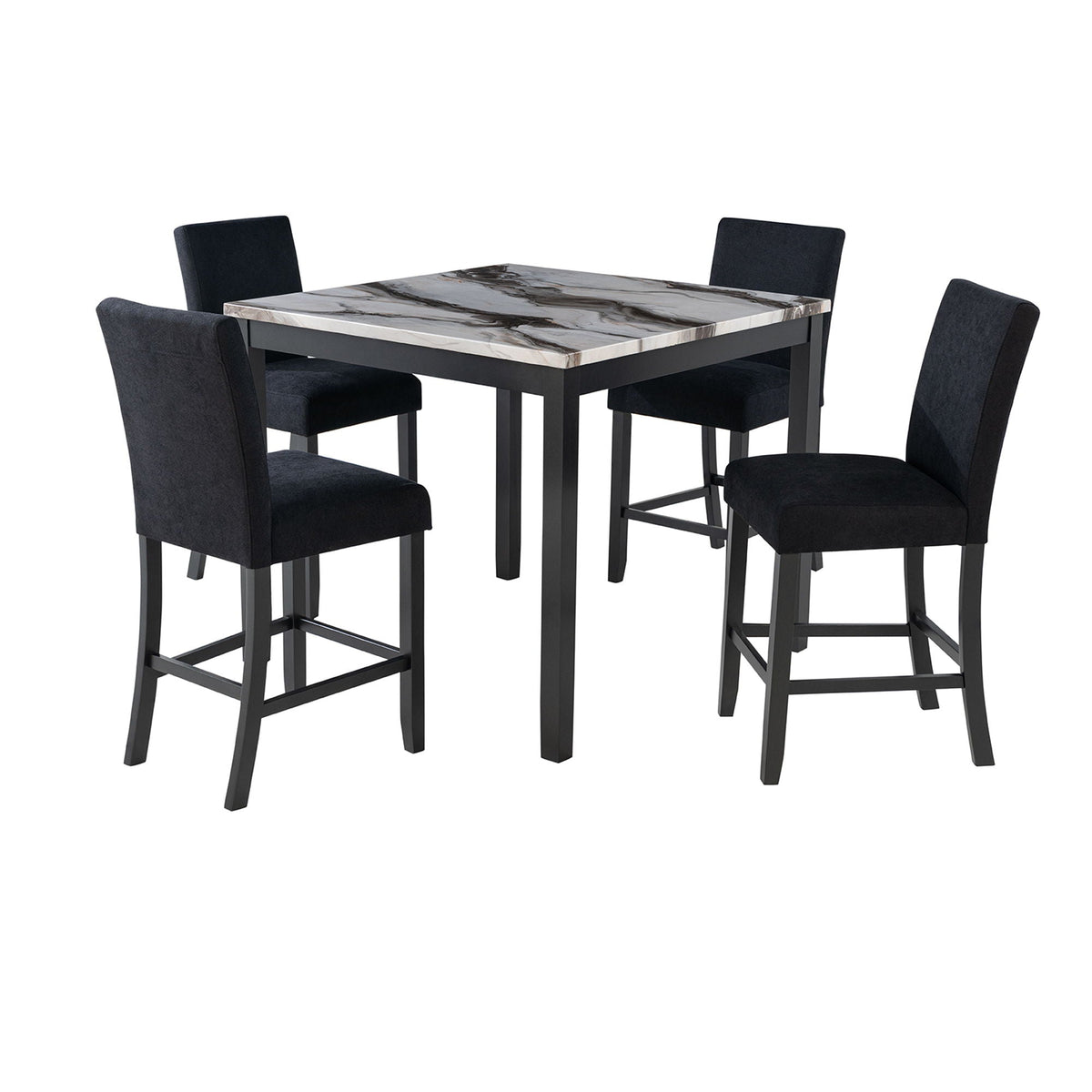 Leoncia - Bar Table And 4 Bar Stools - Espresso / White