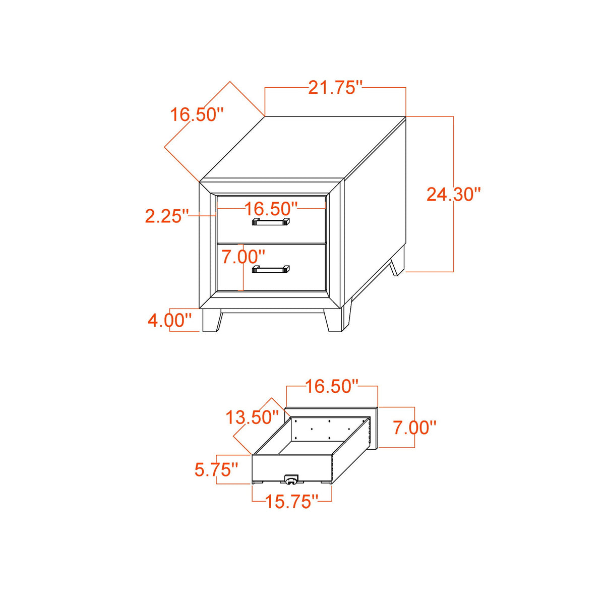 Soluto - Nightstand - Black / Gray
