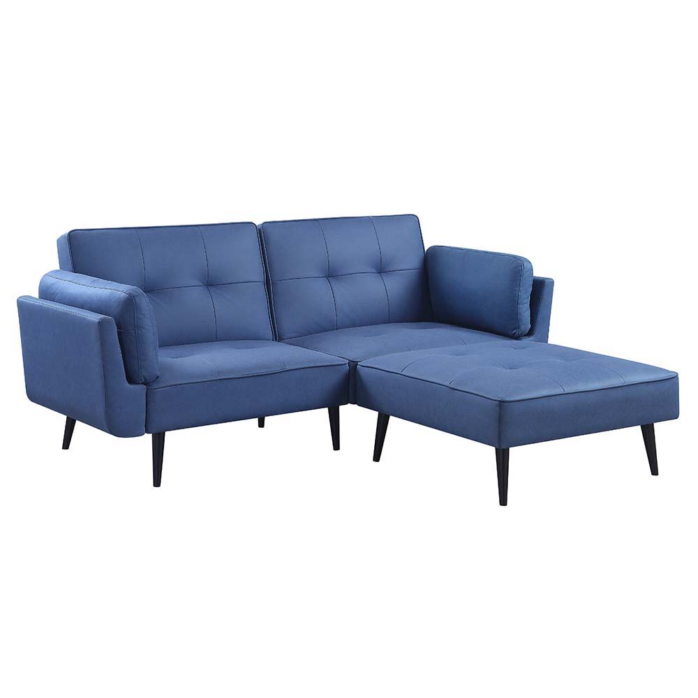Nafisa - Adjustable Sofa & Ottoman - Blue Fabric