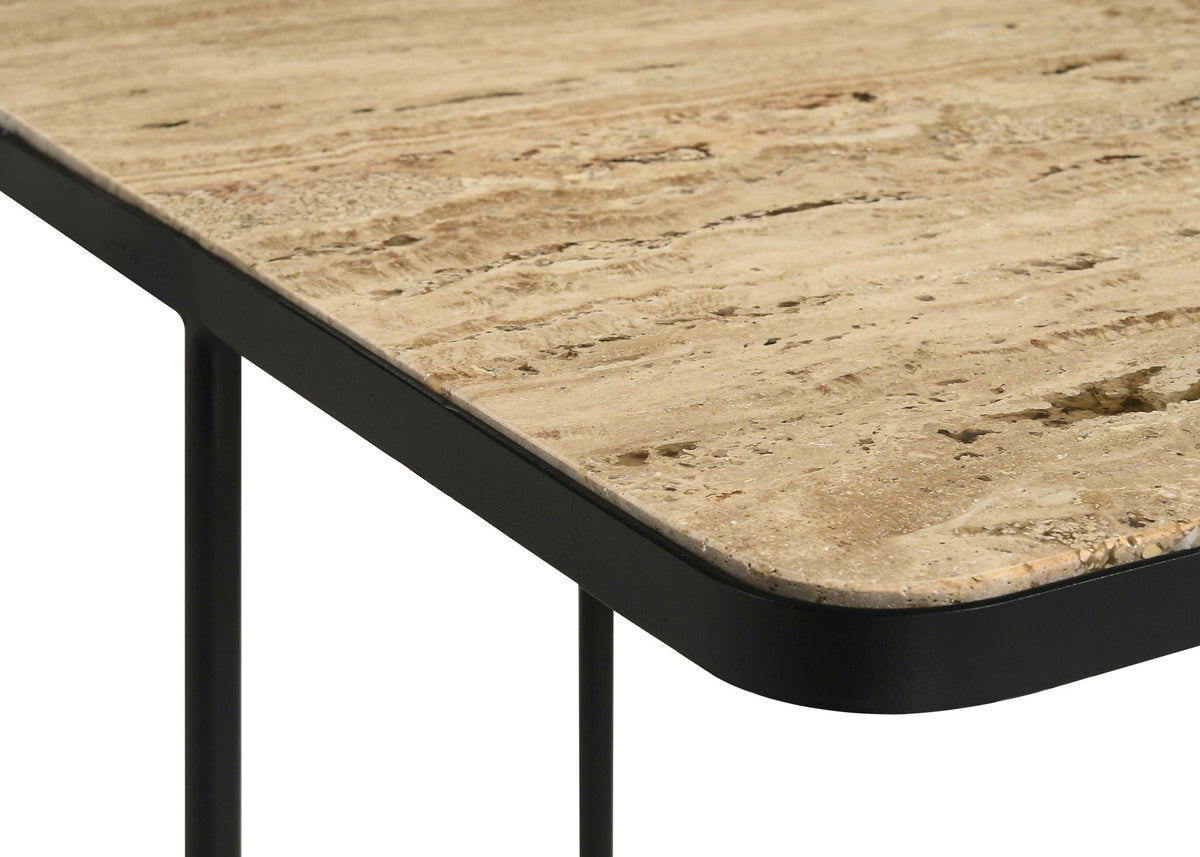 Elyna Square Stone Top Accent Side Table Beige